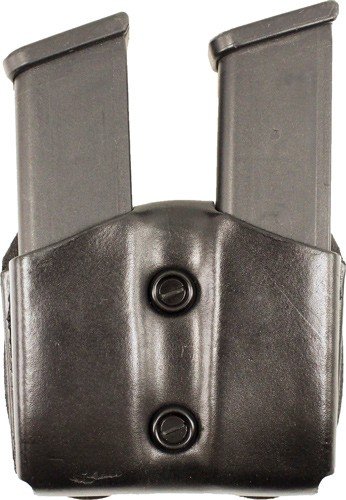 DESANTIS DOUBLE MAG POUCH OWB - LEATHER SINGLE STACK 9/40 BLK