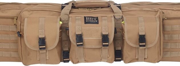 BULLDOG 43" 2 GUN TACTICAL CSE - 3 LARGE ACCESSORY POCKETS TAN