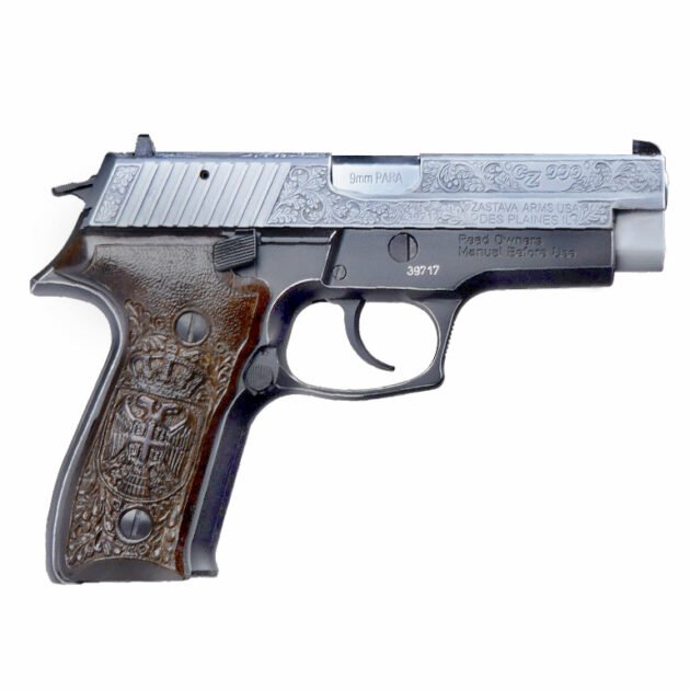 ZAS CZ999 9MM CHROME HAND ENGRAVED & CASE TOO