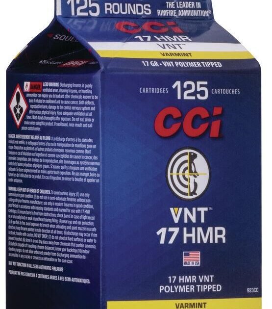 CCI Varmint Rimfire Ammunition .17 HMR 17gr VNT 2650 fps 125/ct