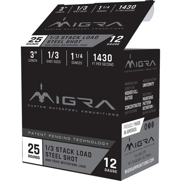 Migra Waterfowl Steel Shot Shotshells 12 ga 3" 1-1/4 oz 1430 fps #1/#3 25/ct