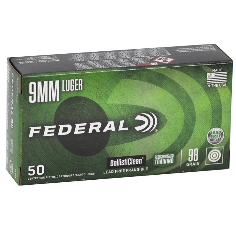 Federal BallistiClean 9mm Luger Ammo 98 Grain Frangible Law Enfo