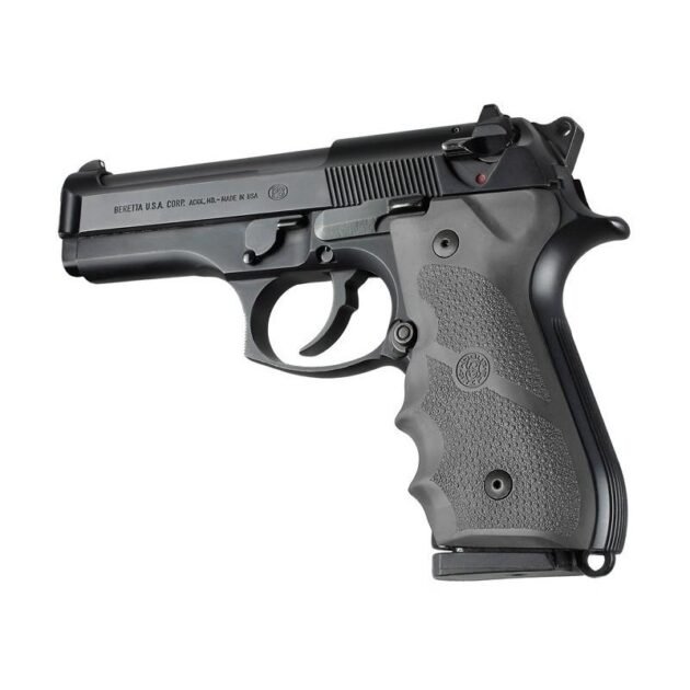 Hogue Rubber Handgun Grips with Finger Grooves Slate Grey for Beretta 92/96