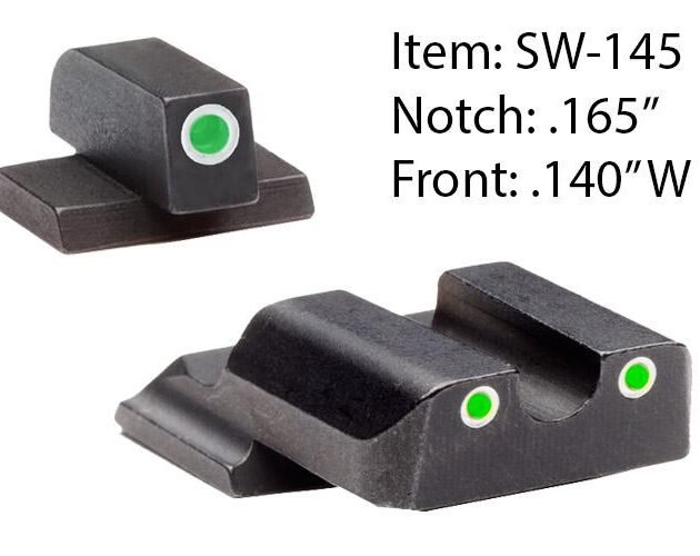 Ameriglo Classic Style Night Sight Set for S&W M&P Shield / Front Tritium - Green / Front Outline - White / Rear Tritium - Green / Rear Outline  White