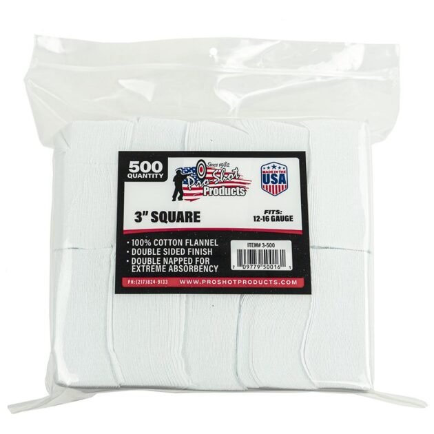 Pro-Shot 3" Square 100% Cotton Patches 500/ct