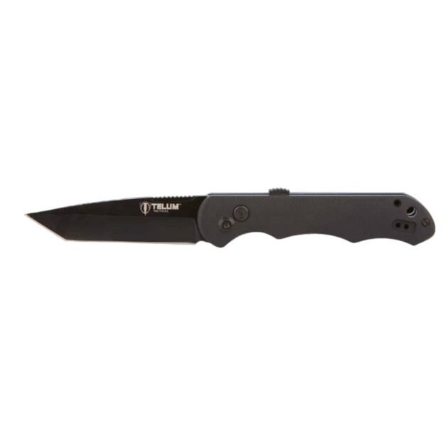 Telum Aftershock Tactical Automatic Knife 3-1/2" Tanto Blade Black
