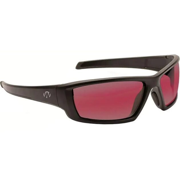 Walker's Vector Full Frame Shooting Glasses Black with Rose Lens with Case