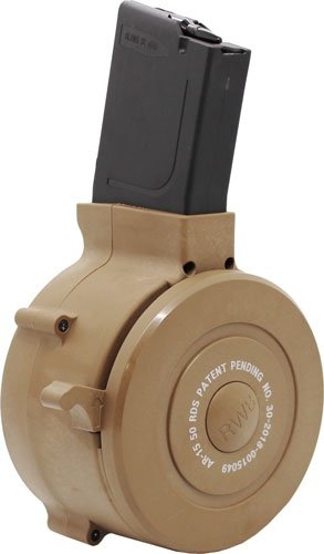 IVER JOHNSON MAGAZINE AR15 - 223 50RD DRUM TAN POLY