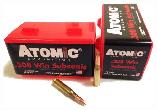 ATOMIC 308 WIN 175GR SUBSONIC - BTHP 50RD 10BX/CS