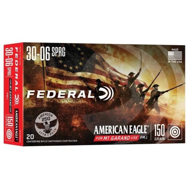 Federal American Eagle 250th Rifle Ammunition .30-06 Sprg 150gr FMJ  2740 fps 20/ct