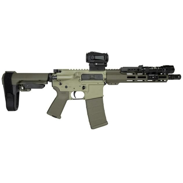 Shark Coast Grassy Knoll AR Pistol Bundle 5.56mm 30rd Magazine 10.5'' Threaded Barrel Vortex Sparc Red Dot Streamlight ProTac SBA3 Brace