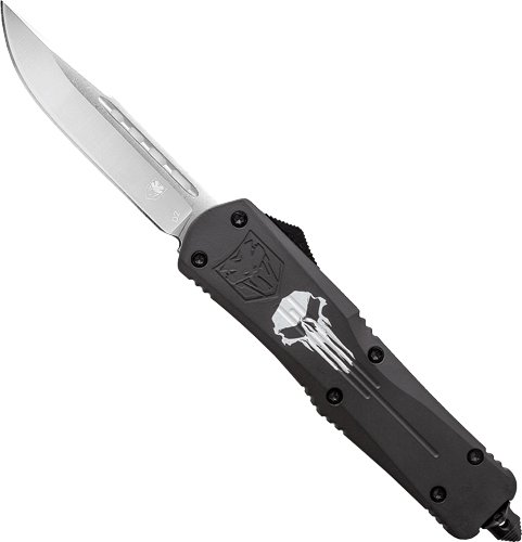 COBRATEC LARGE FS3 OTF BLACK - PUNISHER 3.5" D2 STEEL DRP PNT
