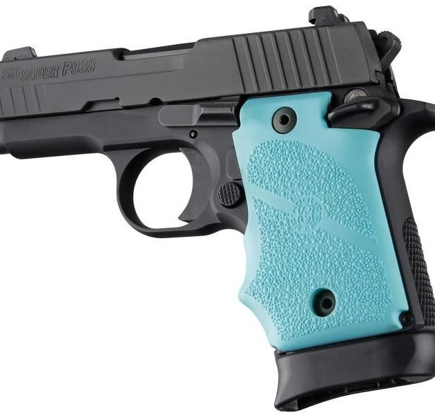 Hogue Rubber Grip with Finger Grooves for SIG Sauer P938 Ambi Safety-Aqua