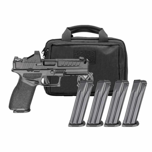 Springfield Gear Pac Echelon 4.5F Comp Handgun 9mm Luger 10rd(4) Magazines 4.5" Barrel U-Notch Sights Green Dot & Bag CA Compliant