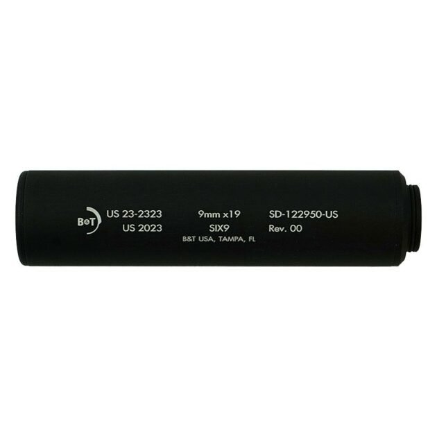 B&T Six9 Wipe Suppressor ONLY 9mm Luger Black Firearm Sold Separately