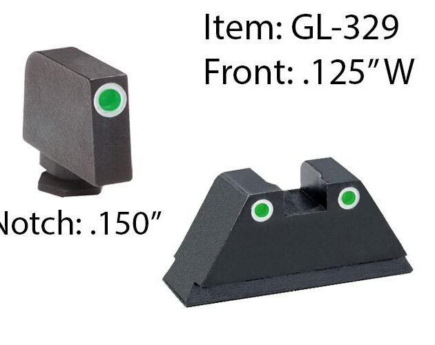 Amerigo Custom Combination Tall Suppressor Height Set - All Glock Models Except 42 43 / Front Tritium - Green / Front Outline -White / Rear Tritium -