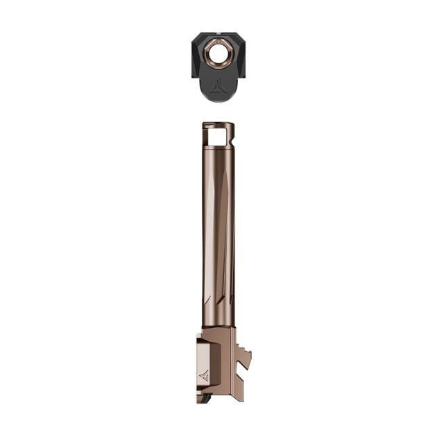 Radian Afterburner and Ramjet Micro Compensator and Ported Handgun Barrel for Glock G43x Bronze