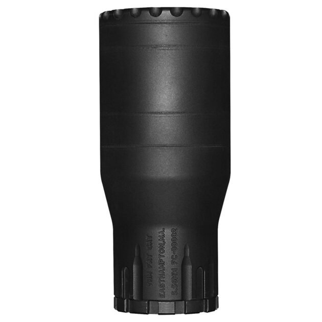 YHM Fat Cat 5.56mm QD Suppressor w/Mini sRx Muzzle Brake Cat End Cap 5.56mm Stainless Steel/Cobalt 6 Black 1/2x28