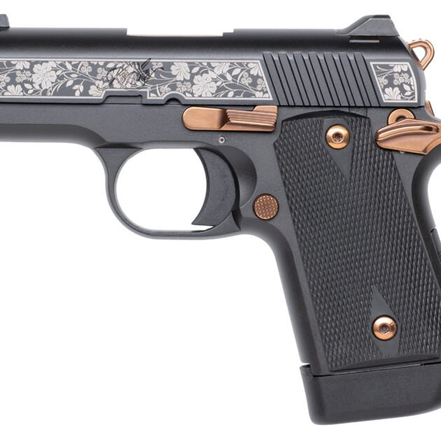 KIMBER MICRO 9 SYLVA 9MM FLORAL ENGRAVED GOLD APP