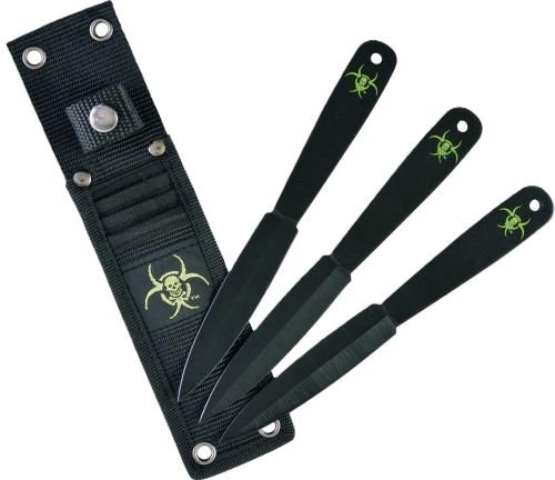 RUKO THROWNING KNIVES 3 PC - 7.38" CARBON STEEL CLAMSHELL