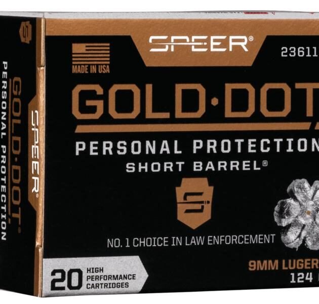 Speer Gold Dot Short Barrel Handgun Ammunition 9mm Luger (+P) 124 gr HP 1150 fps 20/ct