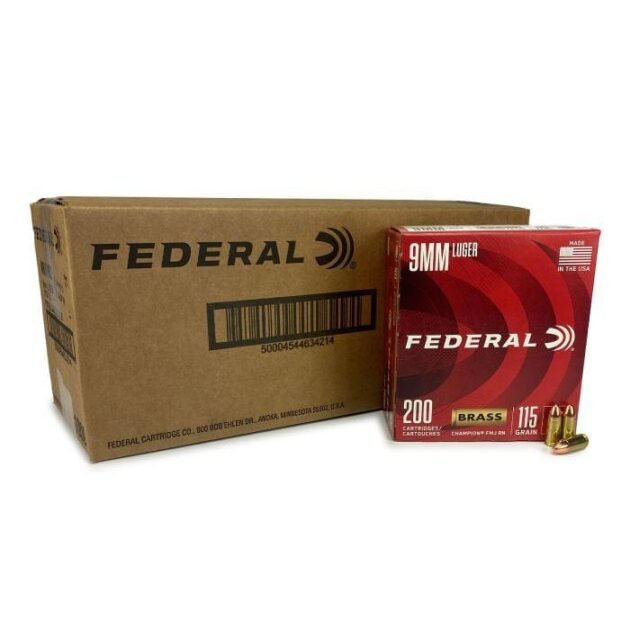 Federal Champion Handgun Ammunition 9mm Luger 115 gr FMJ 1125 fps 1000/ct Case(5-200/ct)
