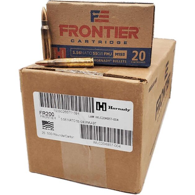 Hornady Frontier FM193 Rifle Ammunition 5.56X45 NATO 55 gr FMJ 3240 fps 500/ct Case (25-20ct)