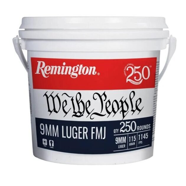 Remington "We the People" Handgun Ammunition 9mm Luger 115gr FMJ 1145 fps 250/ct Bucket