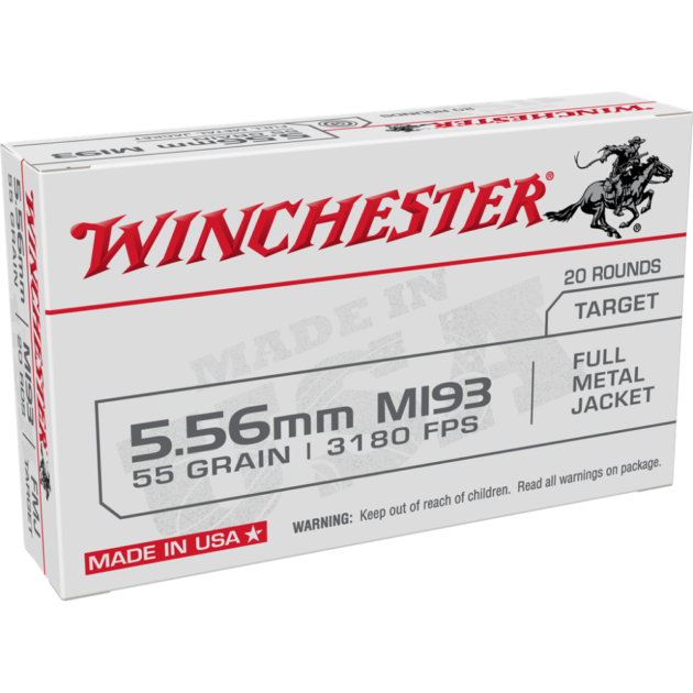 Winchester USA Lake City M193 Rifle Ammunition 5.56X45 NATO 55 gr. FMJ 3240 fps 1000/ct case
