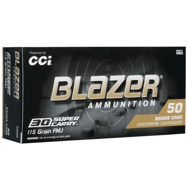 CCI Blazer Brass Handgun Ammunition .30 Super Carry 115 gr FMJ 1150 fps 50/ct